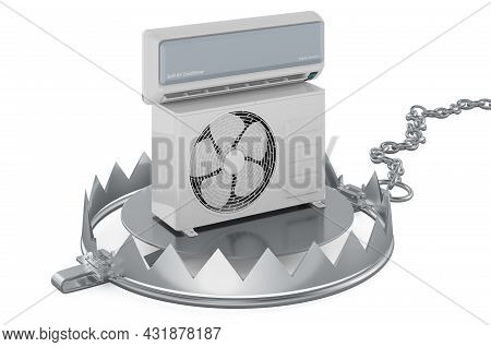 Bear Trap With Air Conditioner, 3d Rendering Isolated On White Background
