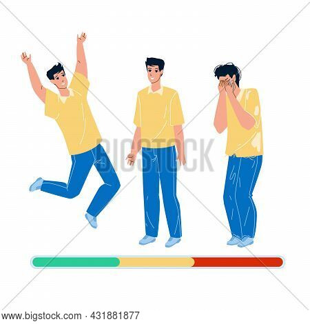 Man Mood Laughing, Smiling And Unhappy Vector. Emotional Happy Man Mood Jumping, Standing And Smile,