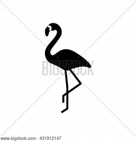 Flamingo Glyph Icon. Maldives, Africa Animal. Exotic Vacation. Black Filled Symbol. Isolated Vector 