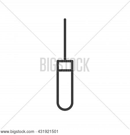 Awl Line Icon. Black Repair Work Tool. Shoe Repair Awl Outline Symbol. Vector Isolated On White.