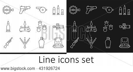 Set Line Hiking Backpack, Sniper Optical Sight, Whistle, Camping Gas Stove, Bullet, Trap Hunting, Pa