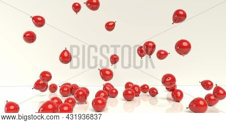 Scattered Balloons On A Colored Background - 3d Render
