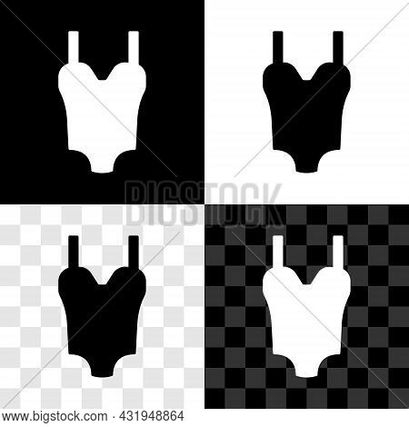 Set Summer Beach Swimsuit Icon Isolated On Black And White, Transparent Background. Beach Women Fash