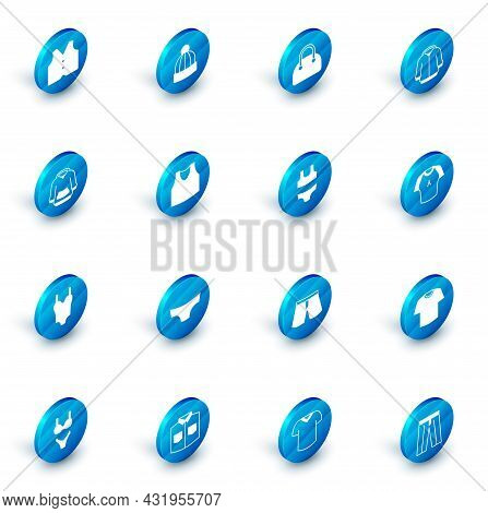 Set Winter Hat, Handbag, Hoodie, Swimsuit, Undershirt, T-shirt And Icon. Vector