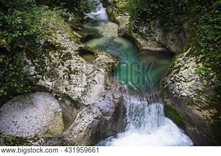 The Malaya Machara River In Chernihiv, The Republic Of Abkhazia. Cloudy Day On May 21, 2021