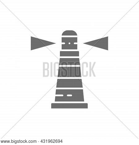 Lighthouse, Beacon, Warning Sign, Navigation, Seamark Grey Icon.