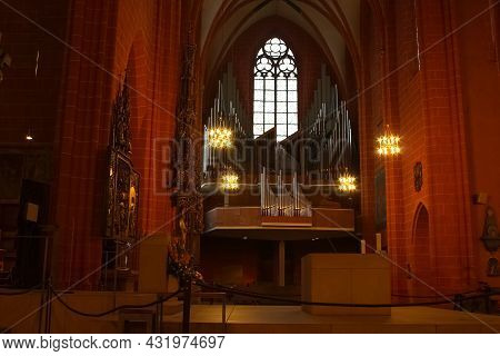 Frankfurt, Germany - June 15, 2016: Old Organ Inside The Famous Dome In Frankfurt.