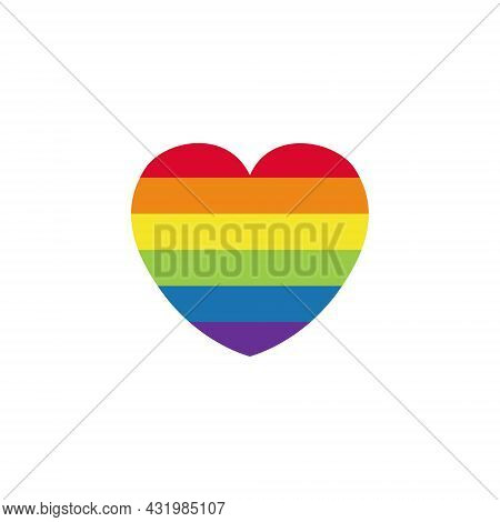 Pride Lgbt Heart Vector Icon. Lesbian Gay Bisexual And Transgender Community Concept. Flat Design Sy