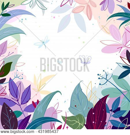 Background With Trendy Exotic Leaves Vertical Format