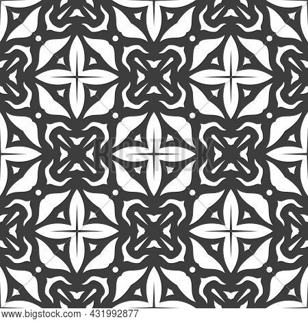 Pattern Black And White Shape. Simple Seamless Ornament Background