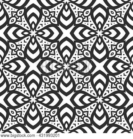 Pattern Black And White Shape. Simple Seamless Ornament Background