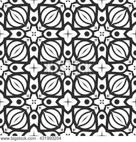 Pattern Black And White Shape. Simple Seamless Ornament Background