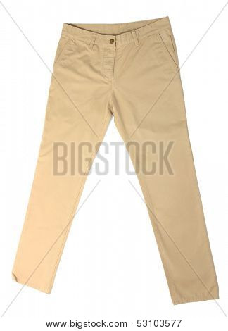 Beige trousers isolated on white