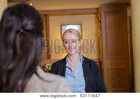 Beautiful Blond Hotel Receptionist