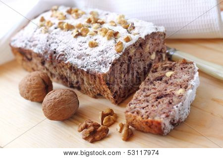 Banana Cake With Walnuts And Dark Chocolate