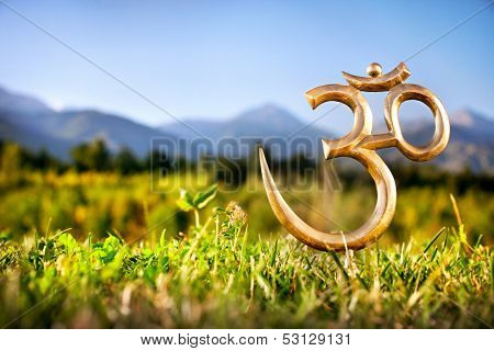 Om Statue In The Mountain