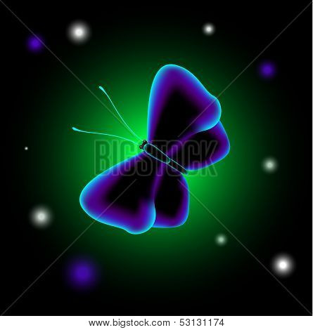 EPS10 vector illustration. Fantastic luminescent butterfly