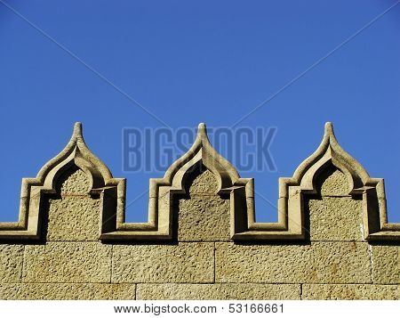 Decorative Elements Of Stone Wall, Vorontsov Palace, Alupka, Crimea
