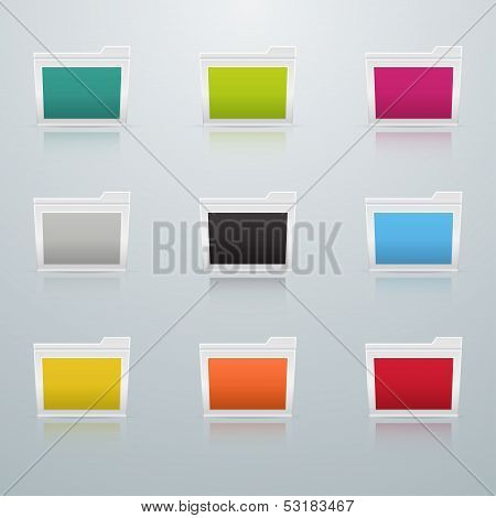 Set of Colored Folders in Perspective