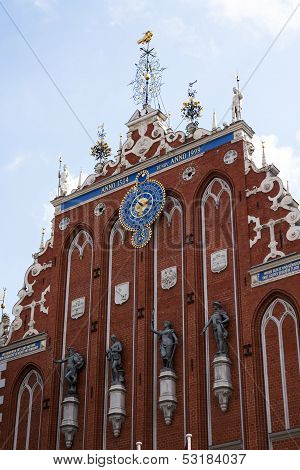 Riga , Latvia. Merchants House of Blackheads, the most beautiful house in the city