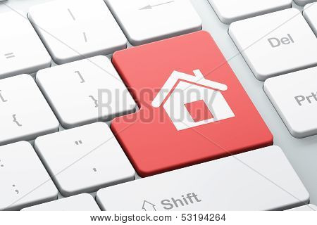 Privacy concept: Home on computer keyboard background