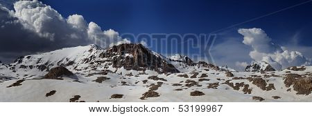 Panorama Of Snowy Winter Mountains