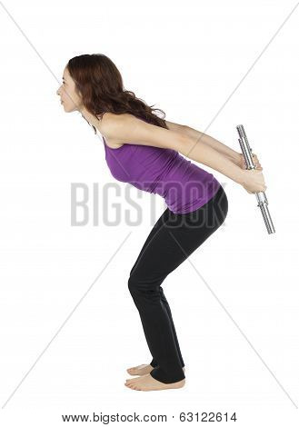 Fitness Woman Doing Triceps Kickback With Weights During Workout