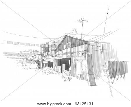 Vector Malacca Street Sketching