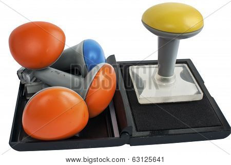 Rubber stamps and inkpad