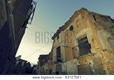 Belchite village destroyed in a bombing during the Spanish Civil War, Saragossa, Aragon, Spain