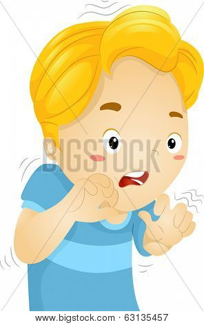 Illustration of a Little Boy Quivering in Fear