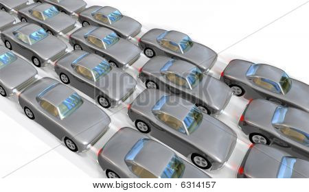 Autos in langen Schlangen