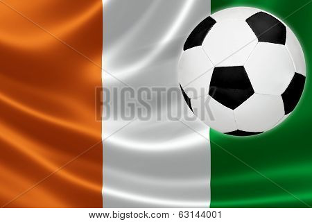 Soccer Ball Streaks Across Cote D'ivoire's Flag