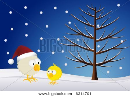 Weihnachten Chick und Hahn