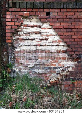 Old Damaged Wall With Bricks