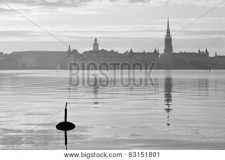 Stockholm embankment with ship