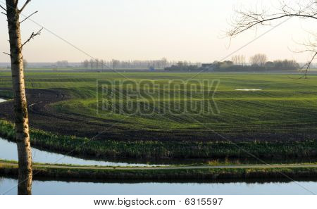 Polder pohled v Sluis, Nizozemsko