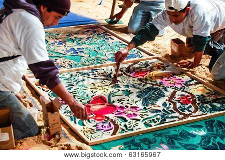 Making A Holy Week Carpet, Antigua, Guatemala