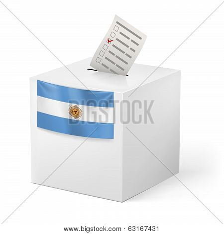 Ballot box with voting paper. Argentina