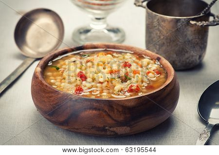 Bowl Of Minestrone Soup With Lentil
