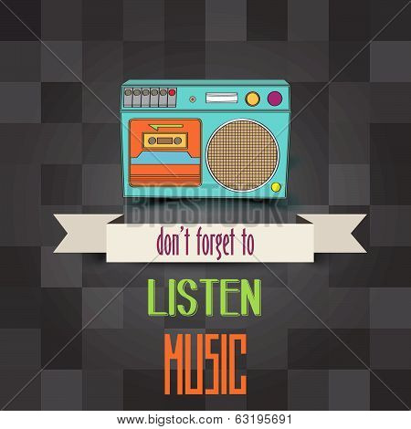 Poster With Retro Boom-box And Message