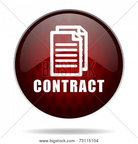 contract red glossy web icon on white background 