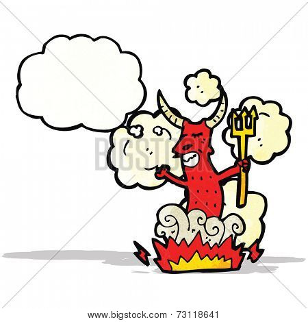 cartoon devil with thought bubble
