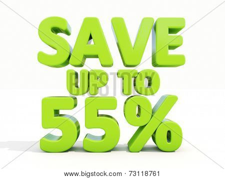 The phrase Save up to % on white background