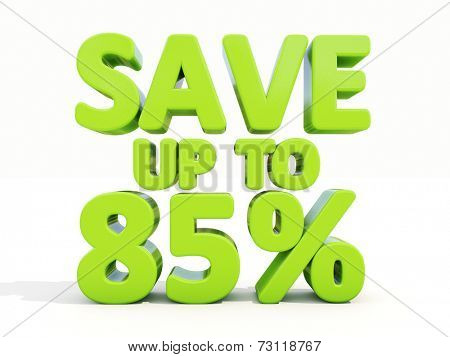 The phrase Save up to % on white background