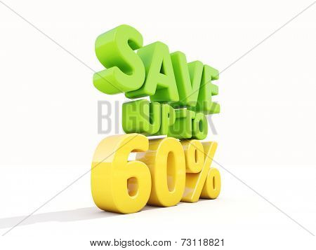 The phrase Save up to % on white background
