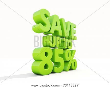 The phrase Save up to % on white background
