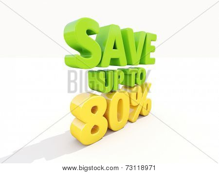 The phrase Save up to % on white background