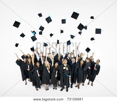 Graduation Caps Thrown in the Air
