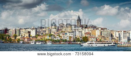 Panorama of the city of Istanbul, view on Galata tower. Turkey